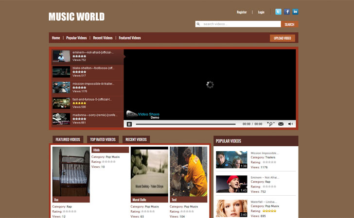 Music world  Joomla 1.7 – 1.5 template – Apptha